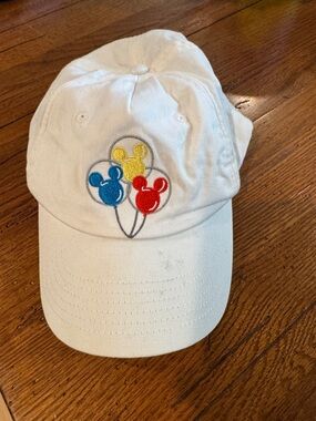 Disney Parks White Cap with Red Embroidered Logo